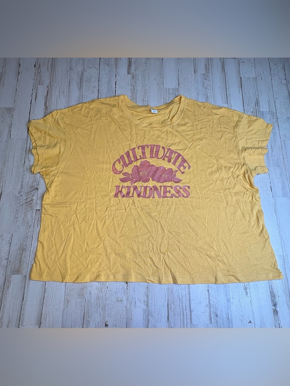 Old Navy Sunday Sleep Yellow 'Cultivate Kindness' Graphic Tee Plus Size XXL